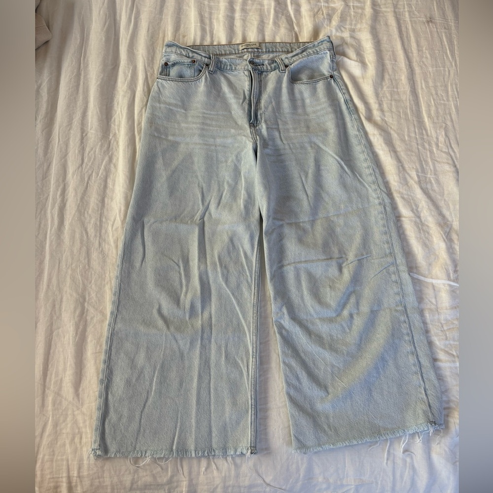 Abercrombie crop wide leg high waisted jean